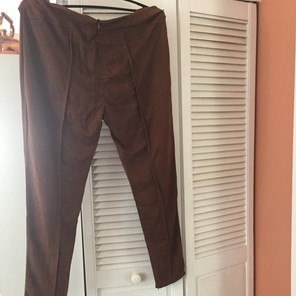 slim-line suede finish pants